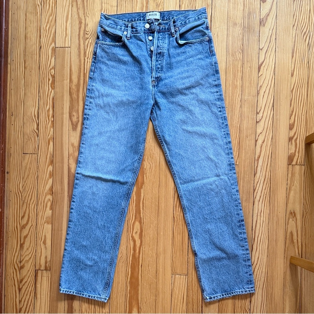 Agolde Women's Straight Leg Jeans in Light Blue Denim